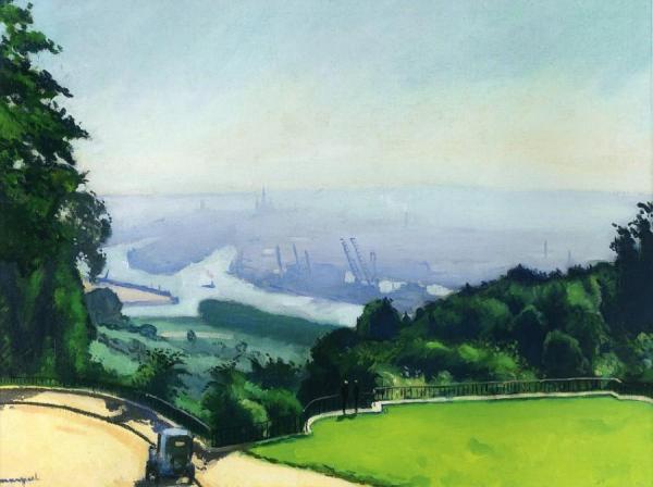 Rouen, View Of Cranes by Albert Marquet