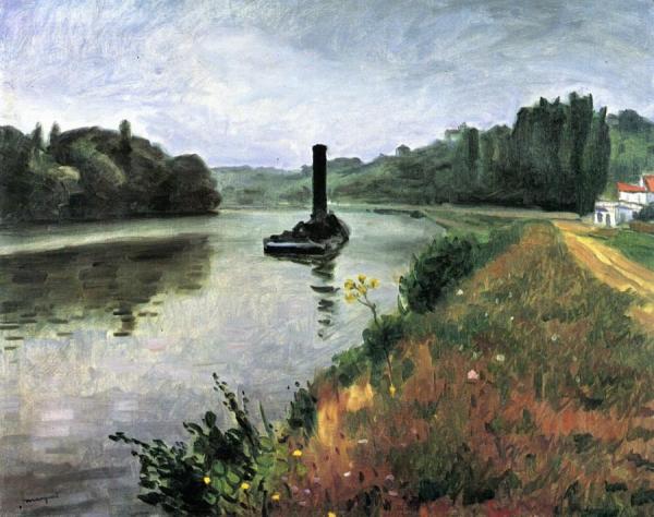 Tugboat On The Seine At Mericourt by Albert Marquet Oil Painting Reproductions