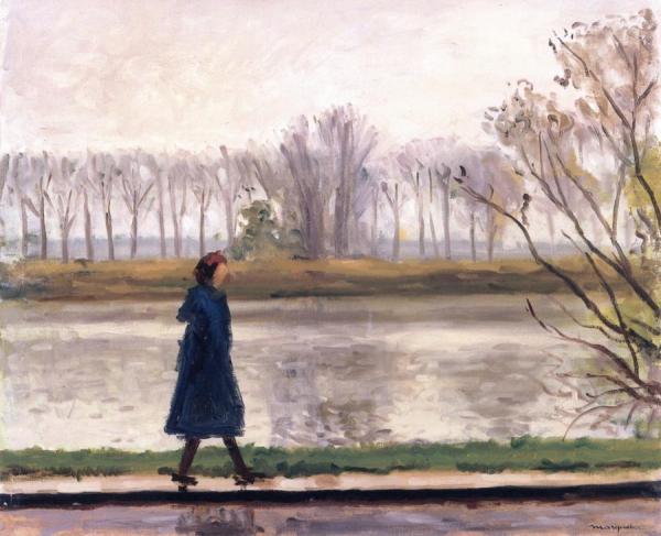 Woman In Blue, La Frette, Winter by Albert Marquet