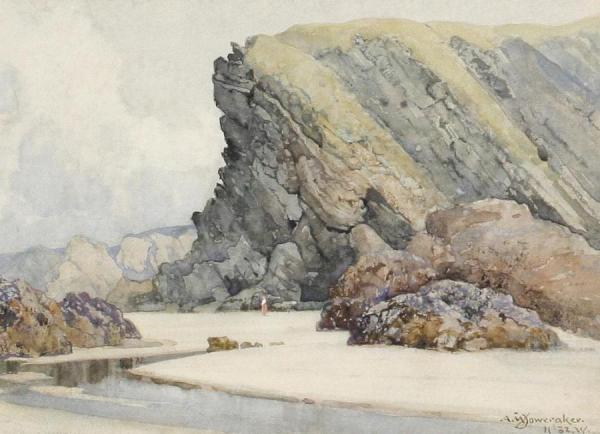 Crigga Beach, Newquay by Albert Moulton Foweraker Oil Painting Reproductions