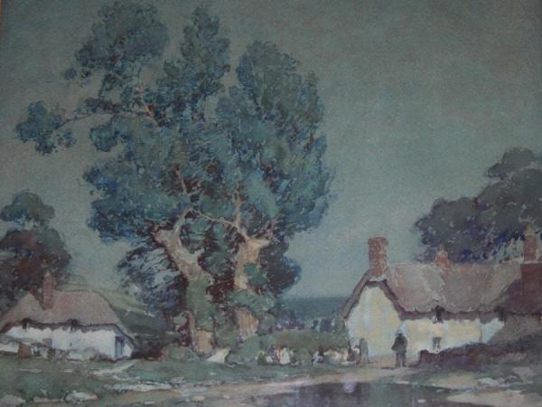 Devon Cottages At Twilight by Albert Moulton Foweraker