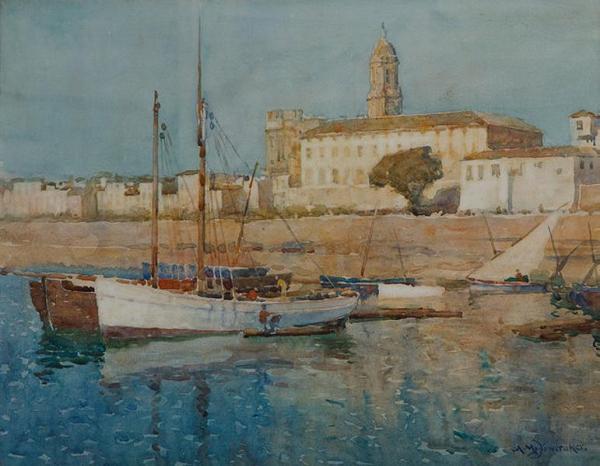 Harbour Scene by Albert Moulton Foweraker