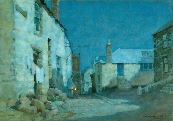 Moonlight, Norway Square, St Ives by Albert Moulton Foweraker