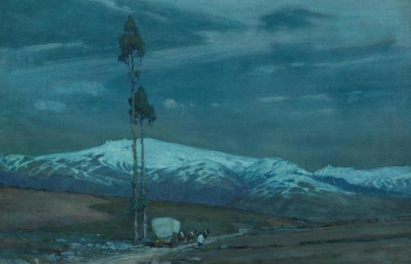 Moonlight, The Guadarrama Mountains From Near Segovia by Albert Moulton Foweraker