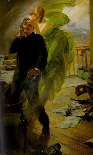 The Green Muse by Albert Pierre Rene Maignan Oil Painting Reproductions