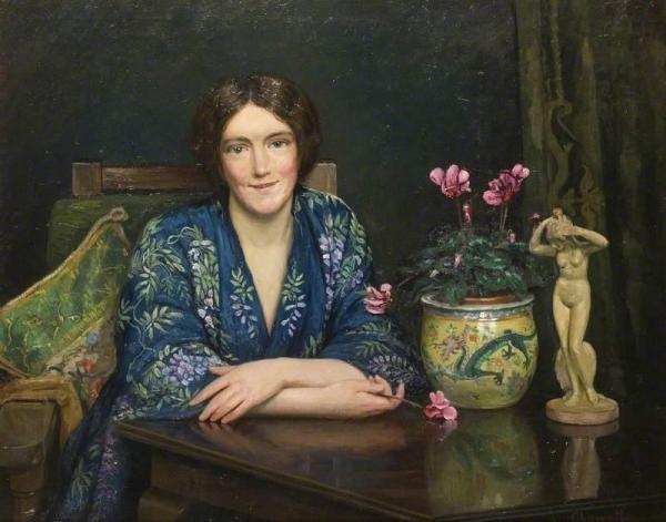 Beatrice Wix And The Dragon Bowl by Albert Ranney Chewett Oil Painting Reproductions
