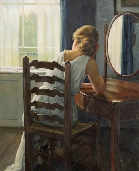 Girl At A Dressing Table by Albert Ranney Chewett