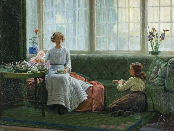 Two Girls In A Window Seat by Albert Ranney Chewett