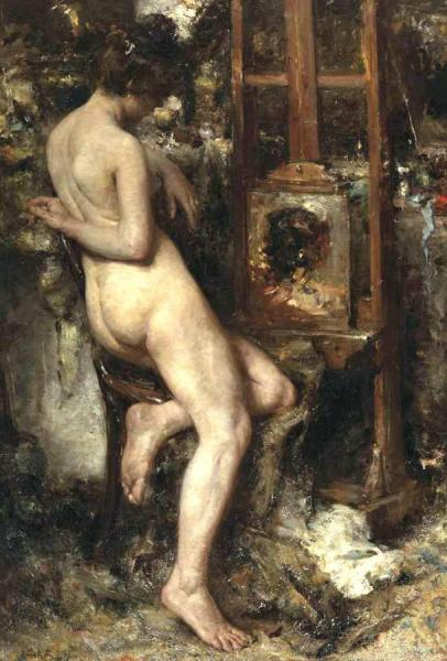 Model In The Artist's Studio by Albert Roelofs