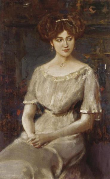 Portrait Of Elisabeth Von Wichmann by Albert Von Keller