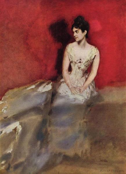 Portrait Of The Artist's Wife by Albert Von Keller