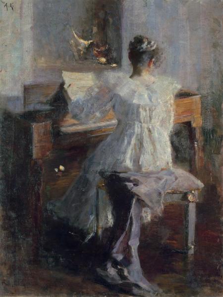 The Piano Lesson by Albert Von Keller