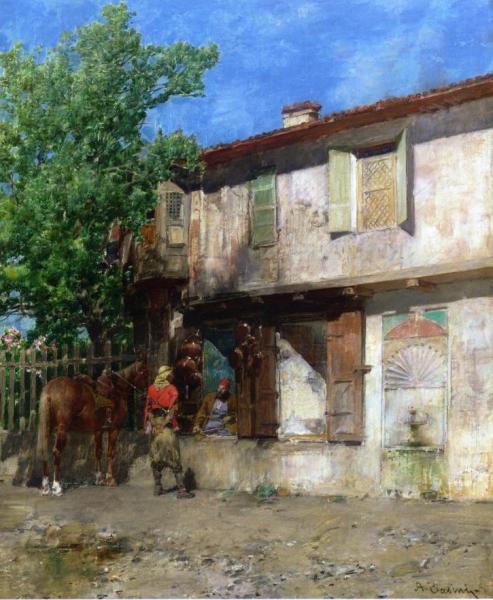 Visiting The Pottery Vendor by Alberto Pasini
