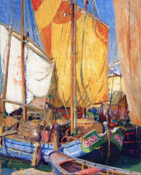 Venetian Sails by Aldro Thompson Hibbard Oil Painting Reproductions