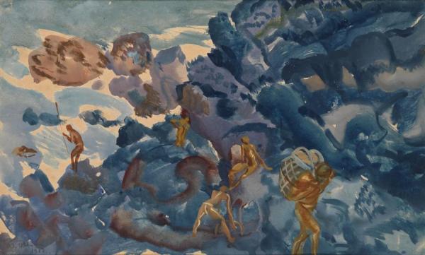 Fishermen On Oshima Island by Alexander Evgenievich Yakovlev Oil Painting Reproductions