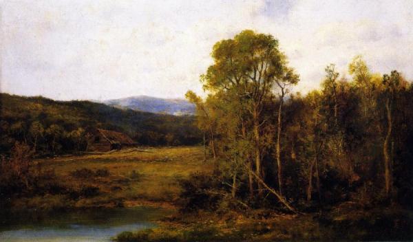 Landscape With Pond And Cabin by Alexander Helwig Wyant