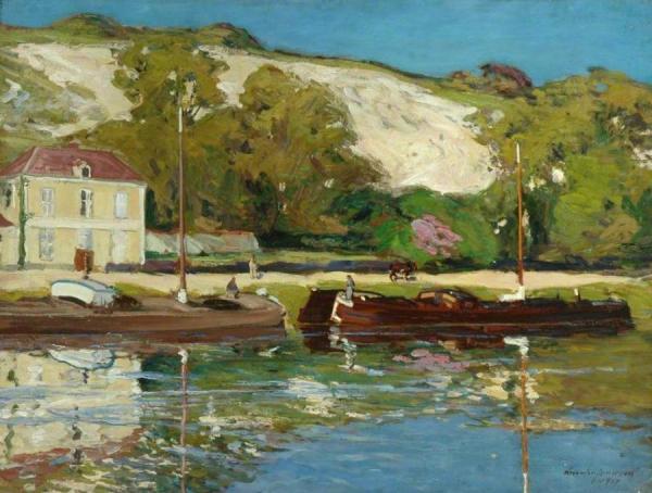 Barges On The Seine by Alexander Jamieson Oil Painting Reproductions