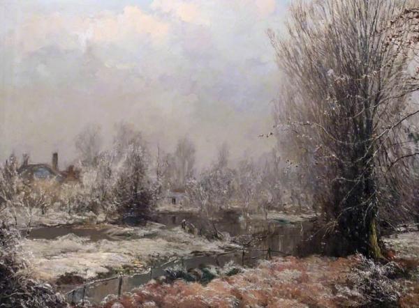 Winter, Mill Farm, Weston Turville, Buckinghamshire by Alexander Jamieson Oil Painting Reproductions