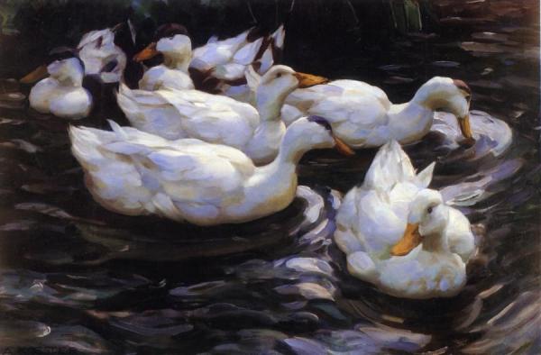 Alexander Koester Six Ducks In A Pond