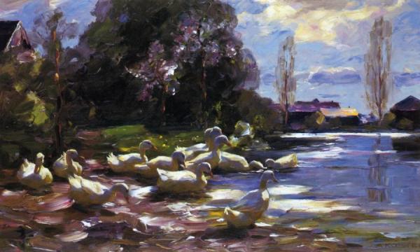 Twelve Ducks Setting Out by Alexander Koester