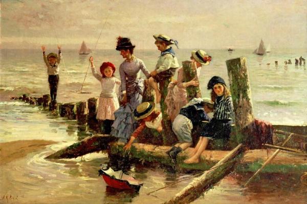 At The Seaside by Alexander Mark Rossi Oil Painting Reproductions