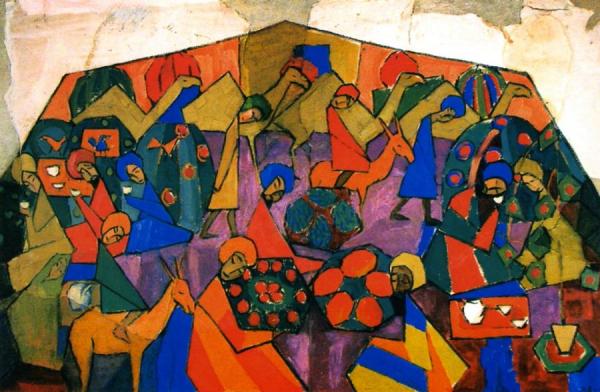 Teahouse by Alexander Nikolaevich Volkov Oil Painting Reproductions