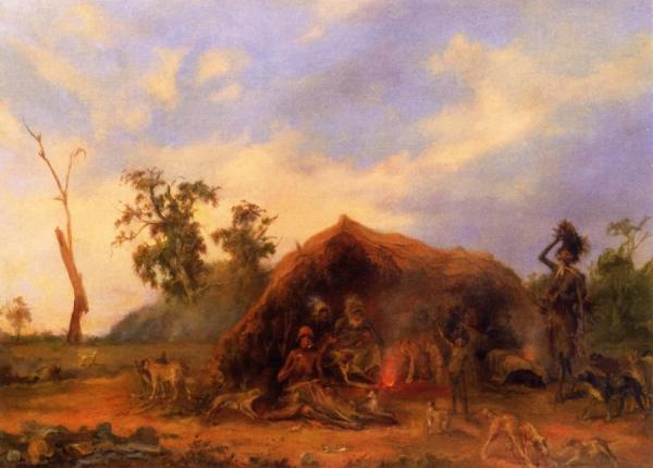 Native Encampment In South Australia by Alexander Schramm