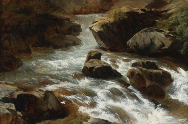 A Rocky Stream With Rapids by Alexandre Calame