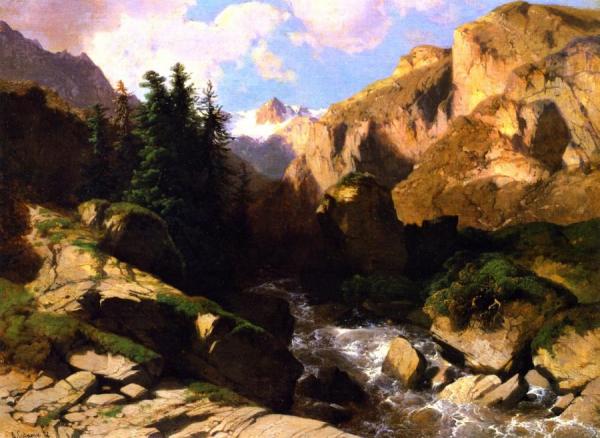 Mountain Torrent by Alexandre Calame Oil Painting Reproductions
