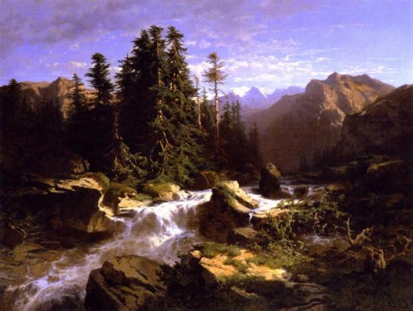 Torrent In The Alps by Alexandre Calame Oil Painting Reproductions