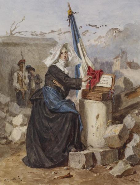 Aid For The Wounded (sister Of Charity) by Alexandre-marie Guillemin