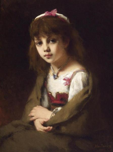 Girl With A Pearl Necklace by Alexei Harlamoff Oil Painting Reproductions