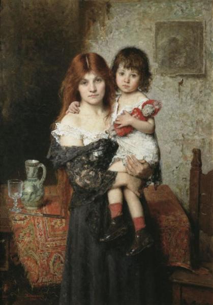 Mother And Daughter by Alexei Harlamoff