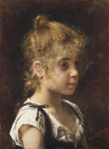 Portait Of A Young Girl by Alexei Harlamoff