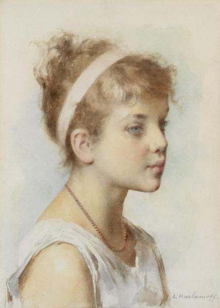 Portrait Of A Girl by Alexei Harlamoff