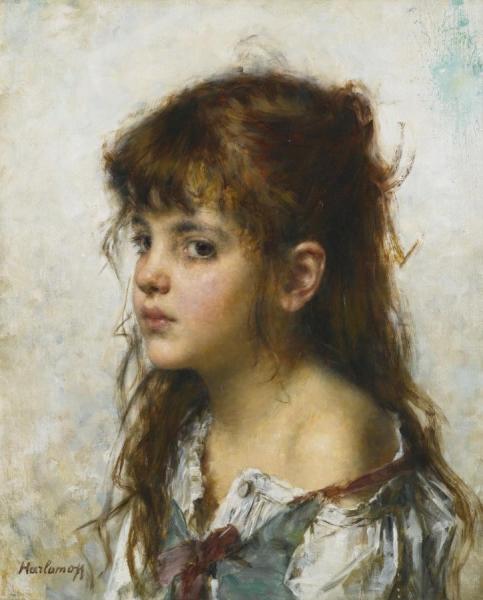 Portrait Of A Young Girl by Alexei Harlamoff