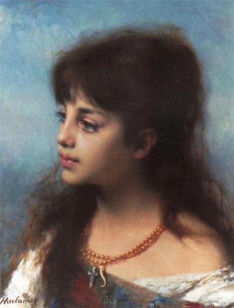 Alexei Harlamoff Portrait Of A Young Girl