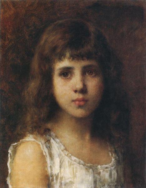 Portrait Of A Young Girl by Alexei Harlamoff Oil Painting Reproductions