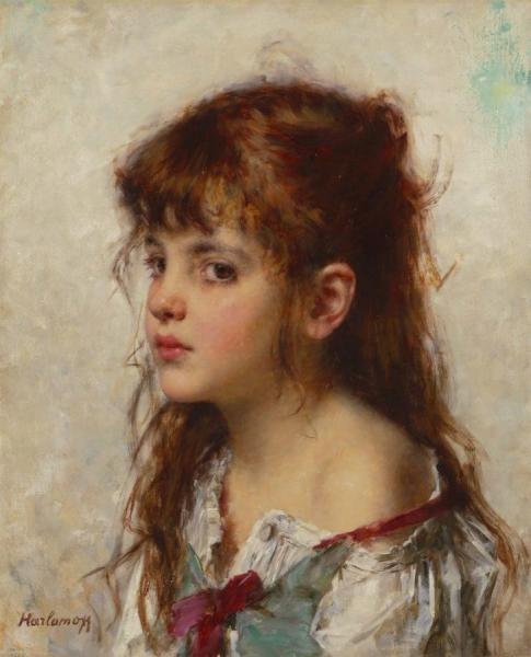 Alexei Harlamoff Portrait Of A Young Girl