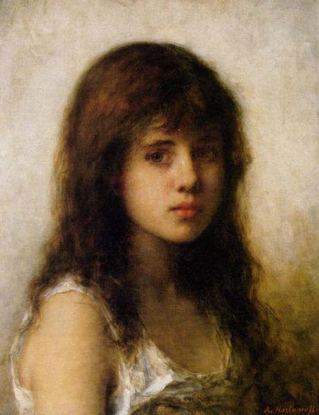 Portrait Of A Young Girl by Alexei Harlamoff