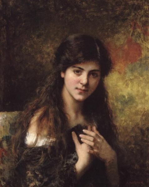 Alexei Harlamoff Portrait Of A Young Girl