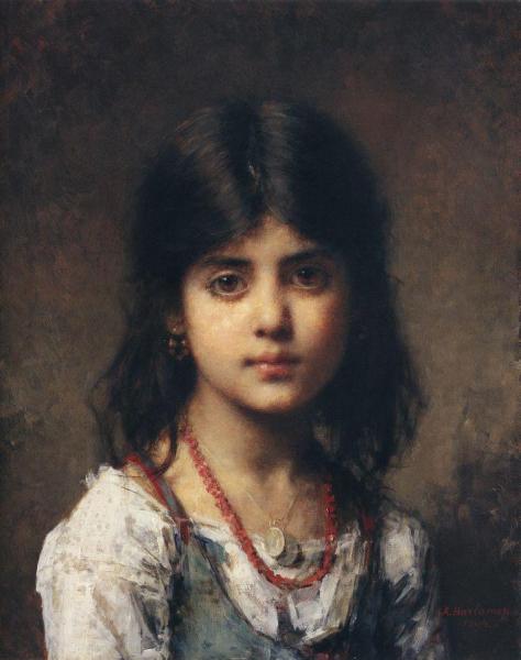 Portrait Of A Young Girl by Alexei Harlamoff