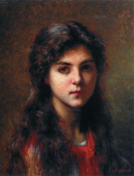 Alexei Harlamoff Portrait Of A Young Girl