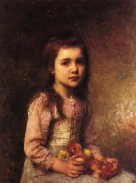 Alexei Harlamoff Portrait Of A Young Girl With Apples