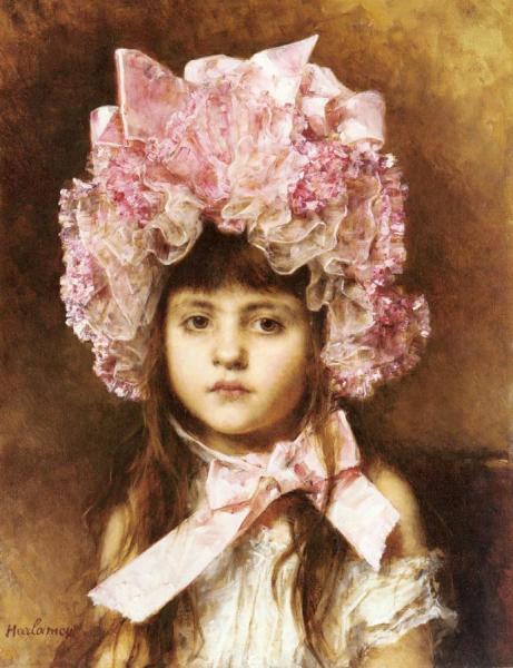 The Pink Bonnet by Alexei Harlamoff