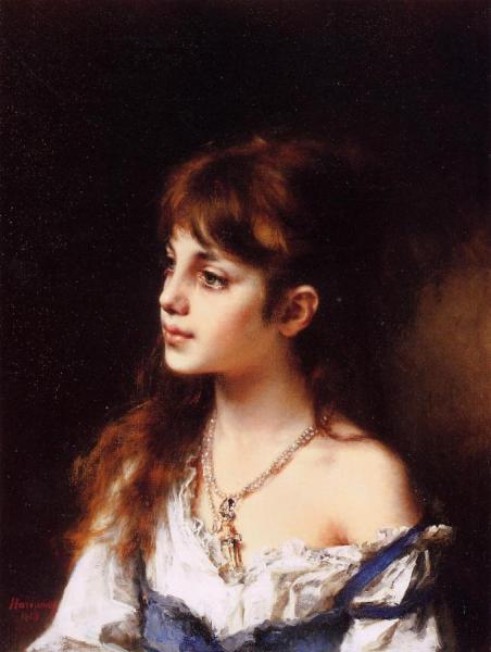 The Young Model by Alexei Harlamoff Oil Painting Reproductions