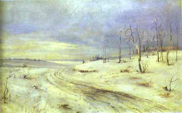 A Winter Road by Alexei Kondratevich Savrasov Oil Painting Reproductions