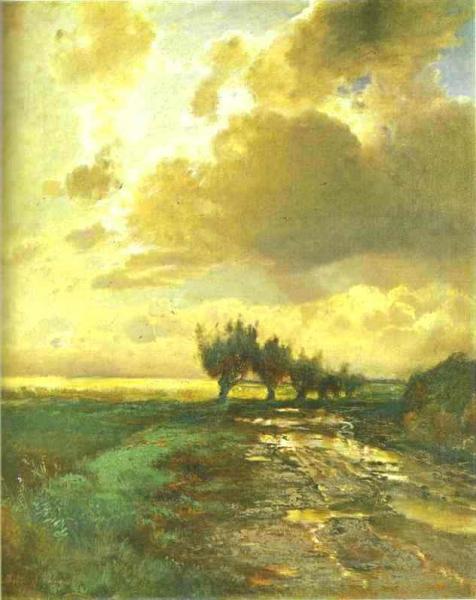 Country Road by Alexei Kondratevich Savrasov Oil Painting Reproductions
