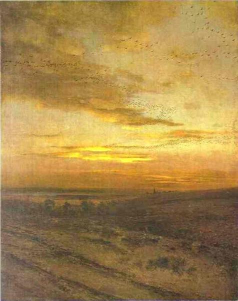 Evening. Birds Flying Away by Alexei Kondratevich Savrasov Oil Painting Reproductions