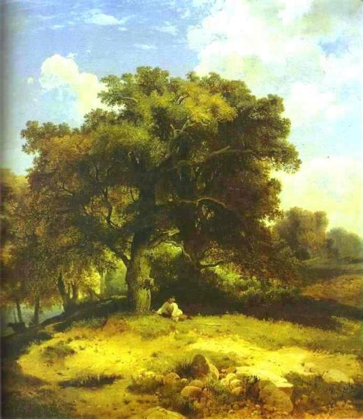 Landscape With Oaks by Alexei Kondratevich Savrasov Oil Painting Reproductions